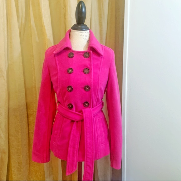 Old Navy Fleece Pink Pea Coat - Picture 2 of 10